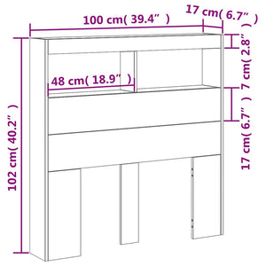 LED Kopfteil mit Ablagen Räuchereiche 100 cm