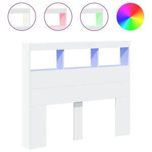 LED Kopfteil mit Ablagen, Weiß, 120 cm