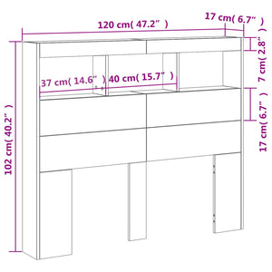 LED Kopfteil mit Ablagen, Weiß, 120 cm