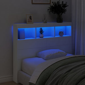 LED Kopfteil mit Ablagen, Weiß, 120 cm