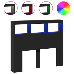 LED Kopfteil mit Ablagen, 120 cm, Schwarz