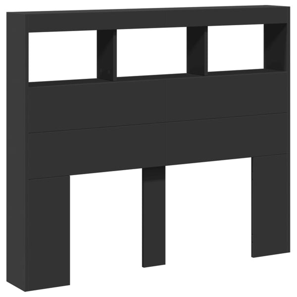 LED Kopfteil mit Ablagen, 120 cm, Schwarz