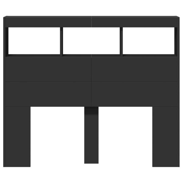 LED Kopfteil mit Ablagen, 120 cm, Schwarz