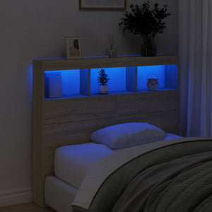 LED Kopfteil Sonoma-Eiche 120 cm mit Ablagen