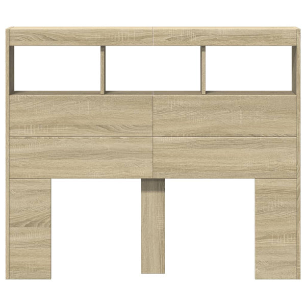 LED Kopfteil Sonoma-Eiche 120 cm mit Ablagen