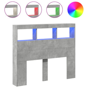 LED Kopfteil Betongrau 120 cm mit Ablagen
