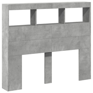 LED Kopfteil Betongrau 120 cm mit Ablagen