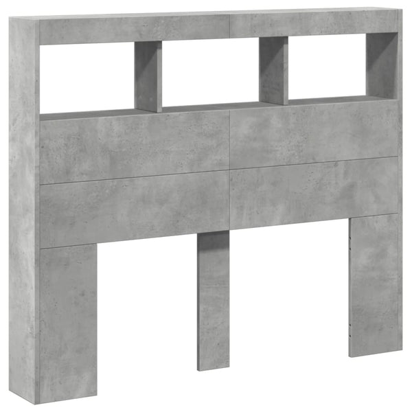 LED Kopfteil Betongrau 120 cm mit Ablagen