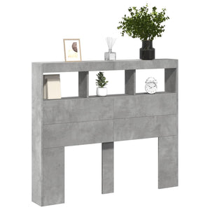LED Kopfteil Betongrau 120 cm mit Ablagen