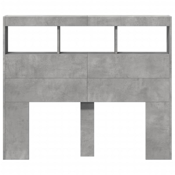 LED Kopfteil Betongrau 120 cm mit Ablagen