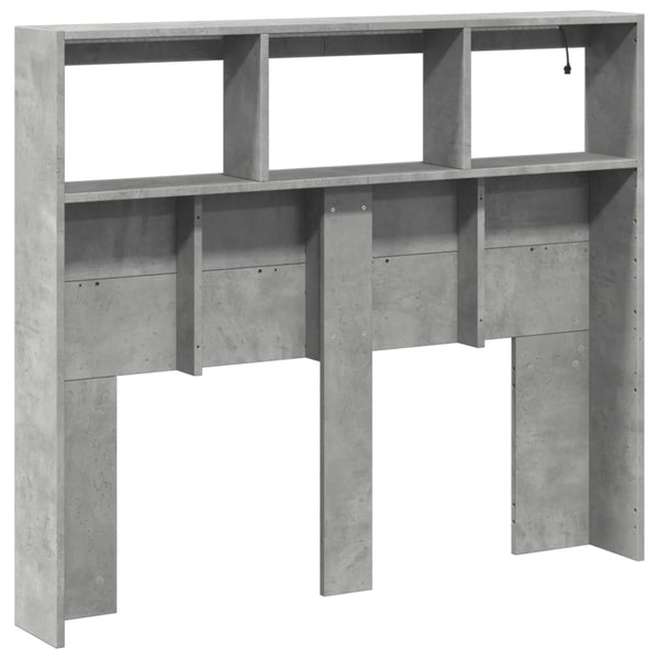 LED Kopfteil Betongrau 120 cm mit Ablagen