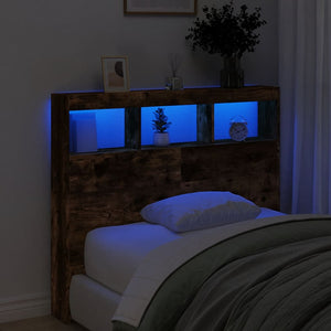 LED Kopfteil mit Ablagen Räuchereiche 120 cm