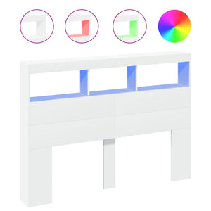 LED Kopfteil mit Ablagen, Weiß, 140 cm