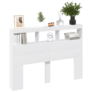 LED Kopfteil mit Ablagen, Weiß, 140 cm