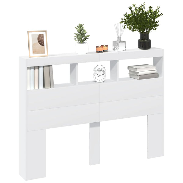 LED Kopfteil mit Ablagen, Weiß, 140 cm