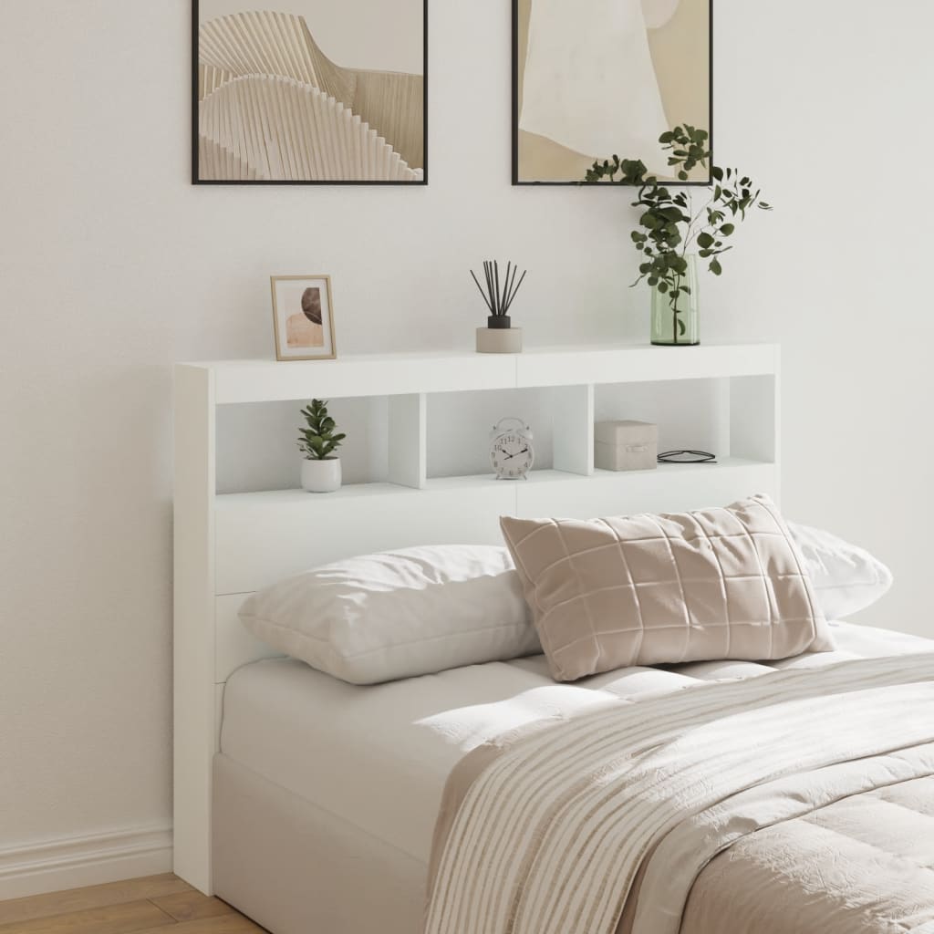 LED Kopfteil mit Ablagen, Weiß, 140 cm