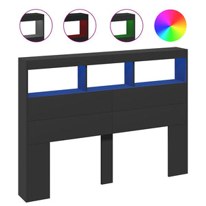 LED Kopfteil mit Ablagen 140 cm Schwarz