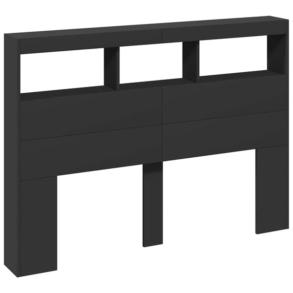 LED Kopfteil mit Ablagen 140 cm Schwarz
