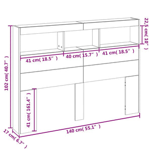 LED Kopfteil mit Ablagen 140 cm Schwarz
