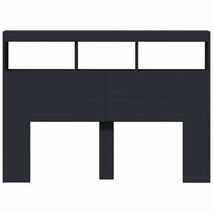 LED Kopfteil mit Ablagen 140 cm Schwarz