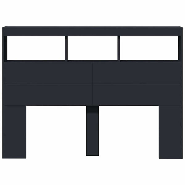 LED Kopfteil mit Ablagen 140 cm Schwarz