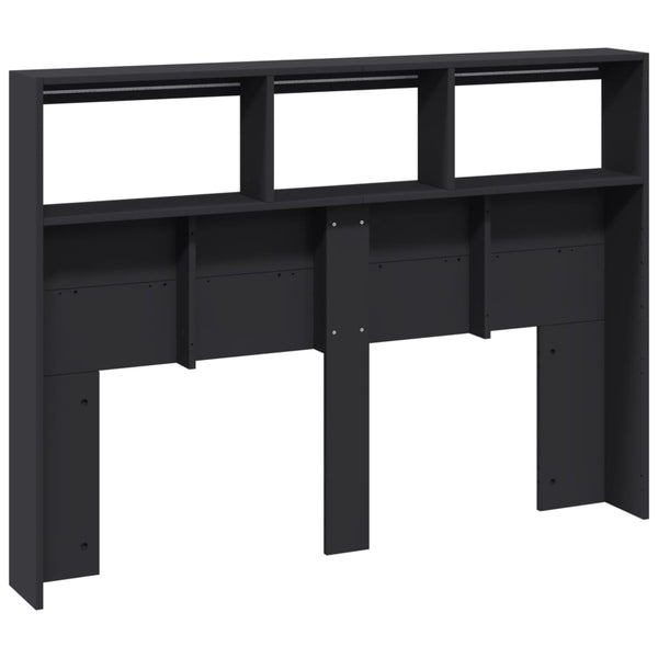 LED Kopfteil mit Ablagen 140 cm Schwarz