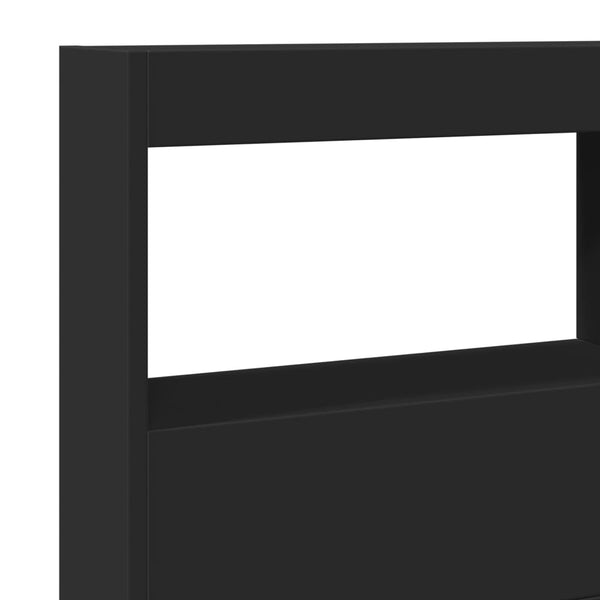LED Kopfteil mit Ablagen 140 cm Schwarz