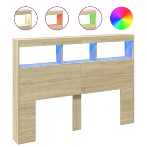 LED Kopfteil Sonoma-Eiche 140 cm mit Ablagen