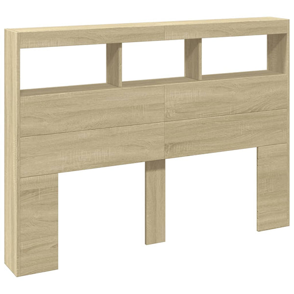LED Kopfteil Sonoma-Eiche 140 cm mit Ablagen