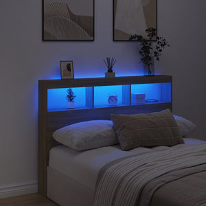 LED Kopfteil Sonoma-Eiche 140 cm mit Ablagen