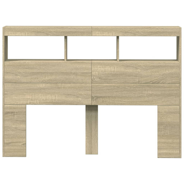 LED Kopfteil Sonoma-Eiche 140 cm mit Ablagen