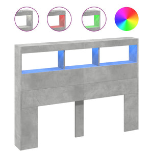 LED Kopfteil mit Ablagen Betongrau 140 cm