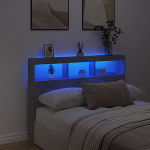 LED Kopfteil mit Ablagen Betongrau 140 cm