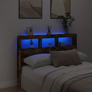 LED Kopfteil Räuchereiche 140 cm mit Ablagen