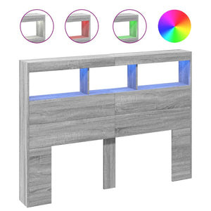 LED Kopfteil Grau Sonoma 140 cm mit Ablage