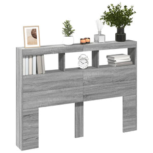 LED Kopfteil Grau Sonoma 140 cm mit Ablage