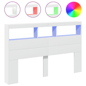 LED Kopfteil mit Ablagen, Weiß, 160 cm