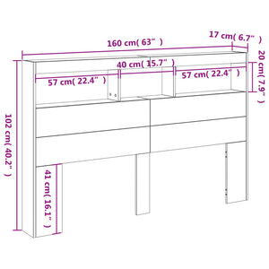 LED Kopfteil mit Ablagen, Weiß, 160 cm