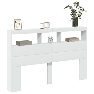 LED Kopfteil mit Ablagen, Weiß, 160 cm
