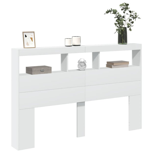 LED Kopfteil mit Ablagen, Weiß, 160 cm