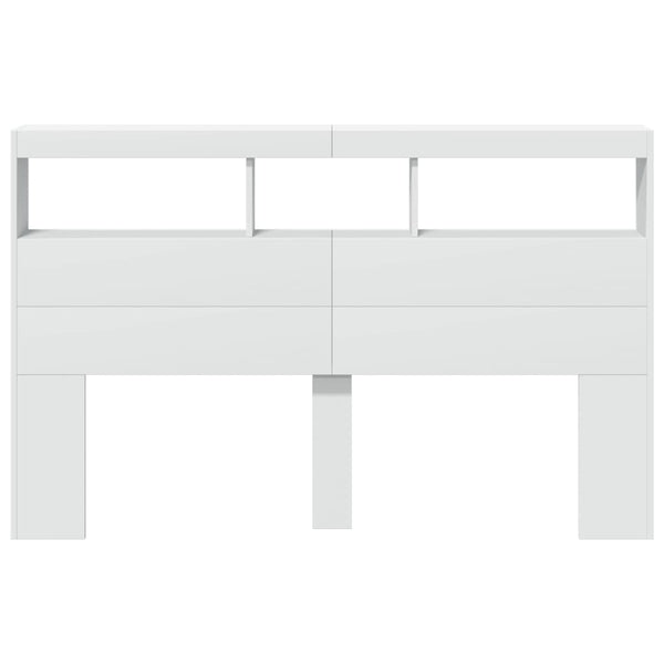 LED Kopfteil mit Ablagen, Weiß, 160 cm