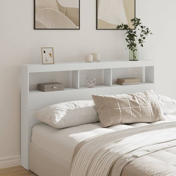 LED Kopfteil mit Ablagen, Weiß, 160 cm