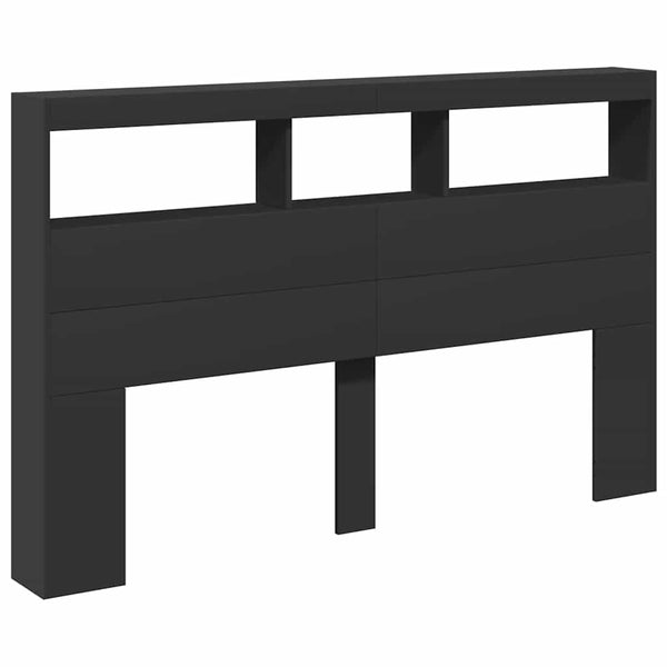 LED Kopfteil mit Ablagen, Schwarz 160 cm