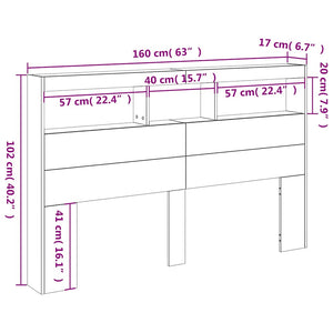 LED Kopfteil mit Ablagen, Schwarz 160 cm