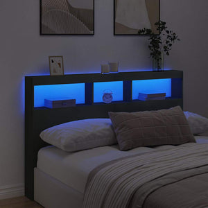 LED Kopfteil mit Ablagen, Schwarz 160 cm