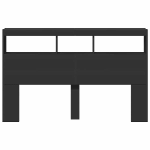 LED Kopfteil mit Ablagen, Schwarz 160 cm