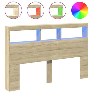LED Kopfteil Sonoma Eiche 160cm mit Ablagen