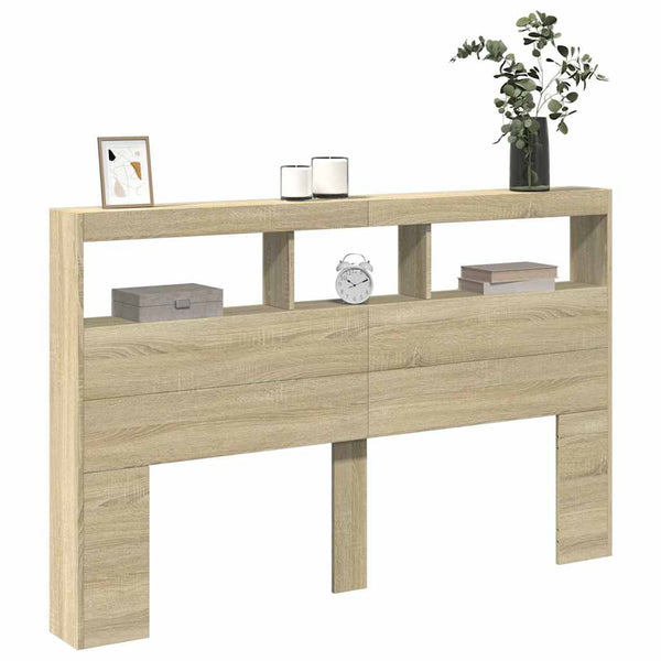 LED Kopfteil Sonoma Eiche 160cm mit Ablagen