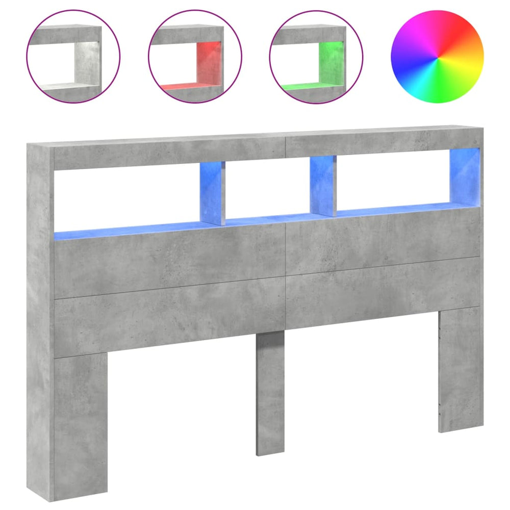 LED Kopfteil mit Ablage Betongrau 160 cm