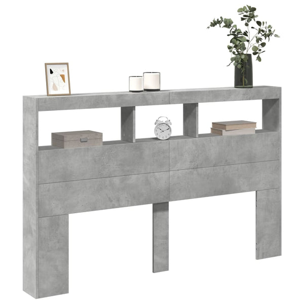LED Kopfteil mit Ablage Betongrau 160 cm